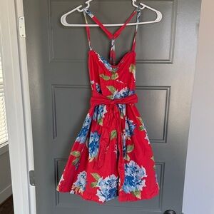 Abercrombie & Fitch Red Floral Smocked Dress